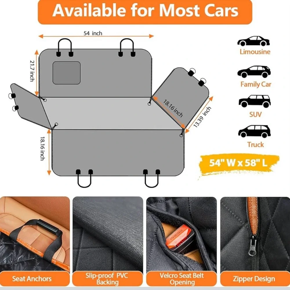 NWT- Dog Car Seat Cover with Straps